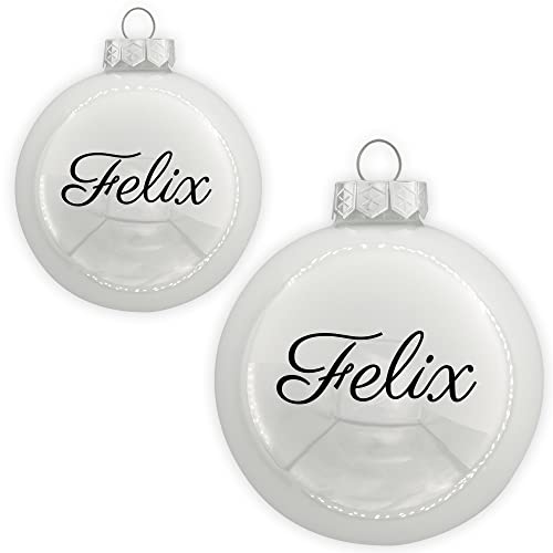 Coverlounge Christbaumkugel personaliert aus Glas | Weihnachtskugel mit Name| Ø 6cm oder 8cm in Weiß (Glanz) | für Weihnachten von Coverlounge