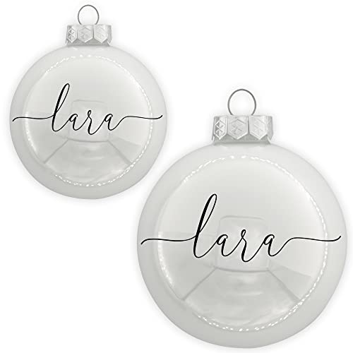 Coverlounge Christbaumkugel personaliert aus Glas | Weihnachtskugel mit Name| Ø 6cm oder 8cm in Weiß (Glanz) | für Weihnachten von Coverlounge