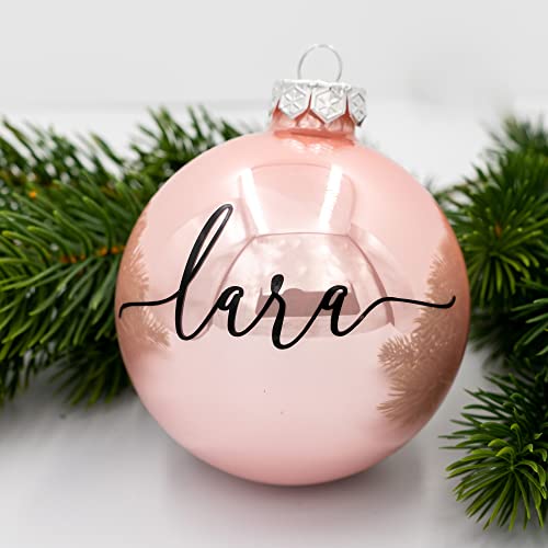 Coverlounge Weihnachtskugel personaliert aus Glas | Ø 6cm oder 8cm in Rose (Glanz) | Christbaumkugel | beklebt personalisierbar | für Weihnachten von Coverlounge