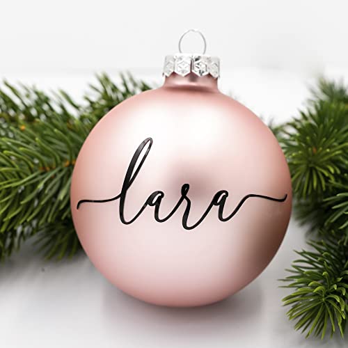 Coverlounge Weihnachtskugel personaliert aus Glas | Ø 6cm oder 8cm in Rose (Matt) | Christbaumkugel | beklebt personalisierbar | für Weihnachten von Coverlounge