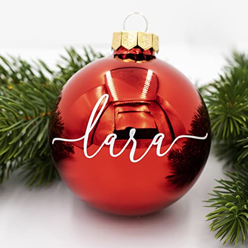 Coverlounge Weihnachtskugel personaliert aus Glas | Ø 6cm oder 8cm in Rot (Glanz) | Christbaumkugel | beklebt personalisierbar | für Weihnachten von Coverlounge