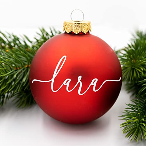 Coverlounge Weihnachtskugel personaliert aus Glas | Ø 6cm oder 8cm in Rot (Matt) | Christbaumkugel | beklebt personalisierbar | für Weihnachten von Coverlounge