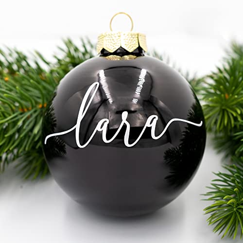 Coverlounge Weihnachtskugel personaliert aus Glas | Ø 6cm oder 8cm in Schwarz (Glanz) | Christbaumkugel | beklebt personalisierbar | für Weihnachten von Coverlounge