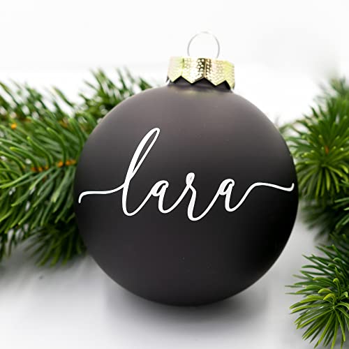 Coverlounge Weihnachtskugel personaliert aus Glas | Ø 6cm oder 8cm in Schwarz (Matt) | Christbaumkugel | beklebt personalisierbar | für Weihnachten von Coverlounge