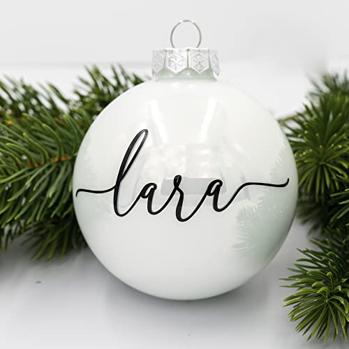 Coverlounge Weihnachtskugel personaliert aus Glas | Ø 6cm oder 8cm in Weiß (Glanz) | Christbaumkugel | beklebt personalisierbar | für Weihnachten von Coverlounge