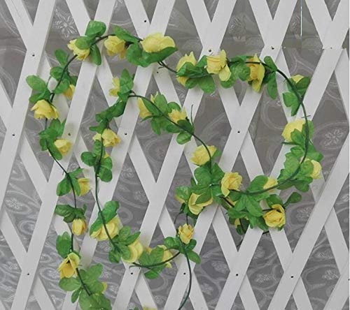 COVPAW® Blumenranke 230cm Ranke Rosen Seidenblumen Kunstblumen Blumen Girland Deko NEU (Gelb) von COVPAW