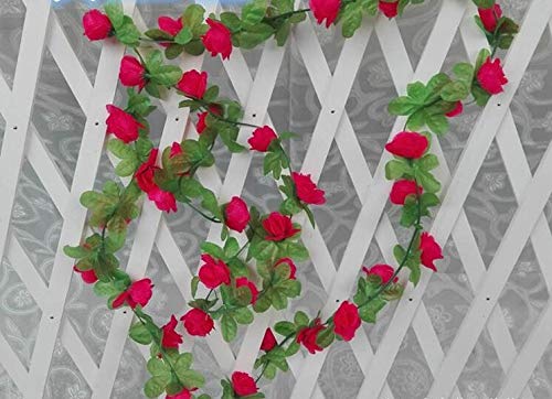 COVPAW® Blumenranke 230cm Ranke Rosen Seidenblumen Kunstblumen Blumen Girland Deko NEU (Rosa) von COVPAW
