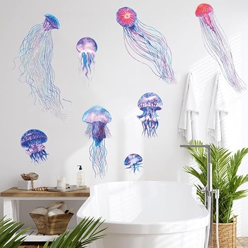 COVPAW® Wandtattoo Wandaufkleber Qualle Aquarium Wandsticker Wandbild Bilder Wohnzimmer Schlafzimmer Decor Badzimmer Dekor von COVPAW