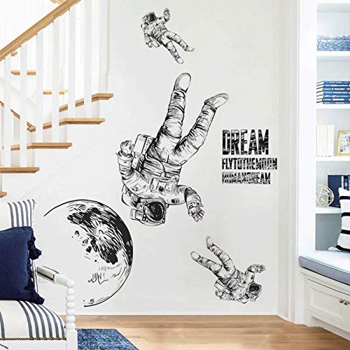 COVPAW® Wandtattoo Wandaufkleber XXL Astronaut Planet Universum Galaxis Weltraum Wandsticker Wandbild Bilder Wohnzimmer Schlafzimmer Poster Mural Home Decor von COVPAW