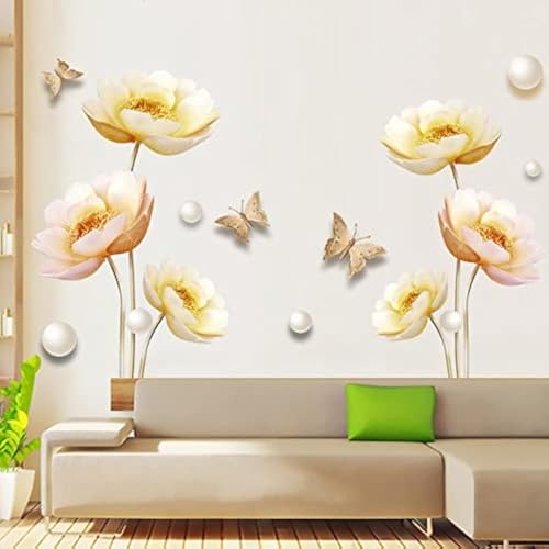 COVPAW® Wandtattoo Wandaufkleber XXL Blumen Gelb Tulpen Wandsticker Wandbild Bilder Wohnzimmer Schlafzimmer Poster Mural Home Decor von COVPAW