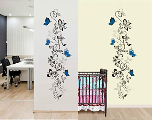 COVPAW® Wandtattoo Wandaufkleber XXL Blumen Ranke Schmetterling Wandsticker Wandbild Bilder Wohnzimmer Schlafzimmer Deco von COVPAW