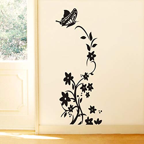 COVPAW® Wandtattoo Wandaufkleber XXL Blumen Ranke Schmetterling Wandsticker Wandbild Bilder Wohnzimmer Schlafzimmer Deco von COVPAW