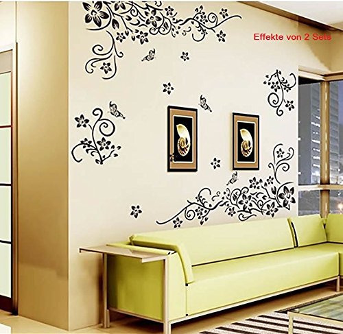 COVPAW® Wandtattoo Wandaufkleber XXL Blumen Ranke Wandsticker Wandbild Bilder Wohnzimmer Schlafzimmer Home Wand Deco von COVPAW