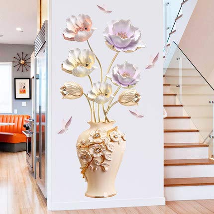 COVPAW® Wandtattoo Wandaufkleber XXL Blumen Vase Wandsticker Wandbild Bilder Wohnzimmer Schlafzimmer Deco (Vase 1) von COVPAW