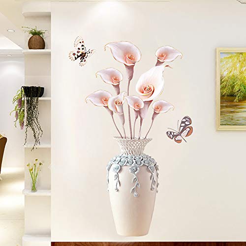 COVPAW® Wandtattoo Wandaufkleber XXL Blumen Vase Wandsticker Wandbild Bilder Wohnzimmer Schlafzimmer Deco (WVASE5) von COVPAW