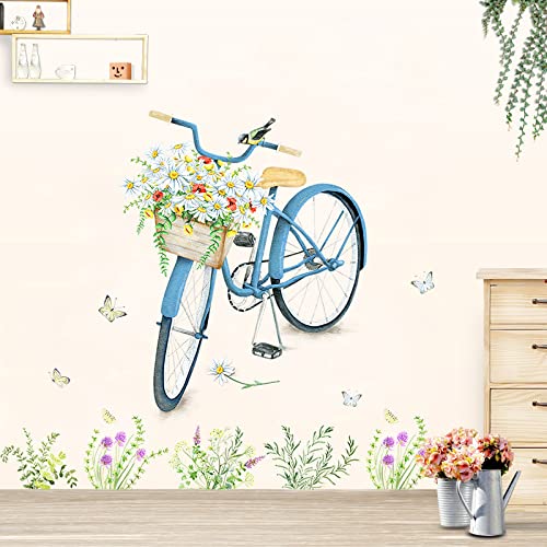 COVPAW® Wandtattoo Wandaufkleber XXL Fahrrad Wassermalerei Wandsticker Wandbild Bilder Wohnzimmer Schlafzimmer Deco von COVPAW