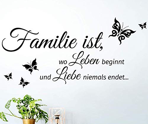 COVPAW® Wandtattoo Wandaufkleber XXL Familien ist Wo Leben Beginnt und Liebe Niemals Endet Phantasie Leidenschaft Zärtlichkeit Wandsticker Wandbild Bilder Wohnzimmer Schlafzimmer Deco von COVPAW