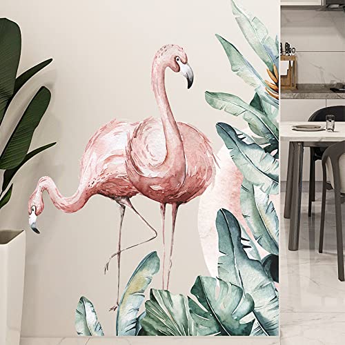 COVPAW® Wandtattoo Wandaufkleber XXL Flamingo Wassermalerei Wandsticker Wandbild Bilder Wohnzimmer Schlafzimmer Deco von COVPAW