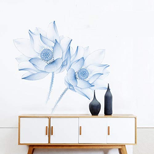 COVPAW® Wandtattoo Wandaufkleber XXL Lotus Blumen Wandsticker Wandbild Bilder Wohnzimmer Schlafzimmer Deco (Lotus02) von COVPAW