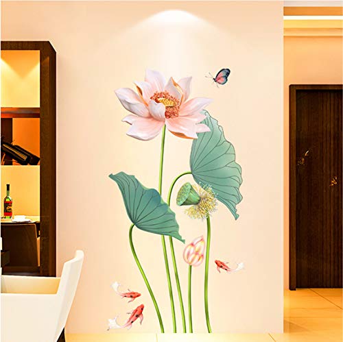 COVPAW® Wandtattoo Wandaufkleber XXL Lotus Blumen Wandsticker Wandbild Bilder Wohnzimmer Schlafzimmer Deco (Lotus06) von COVPAW