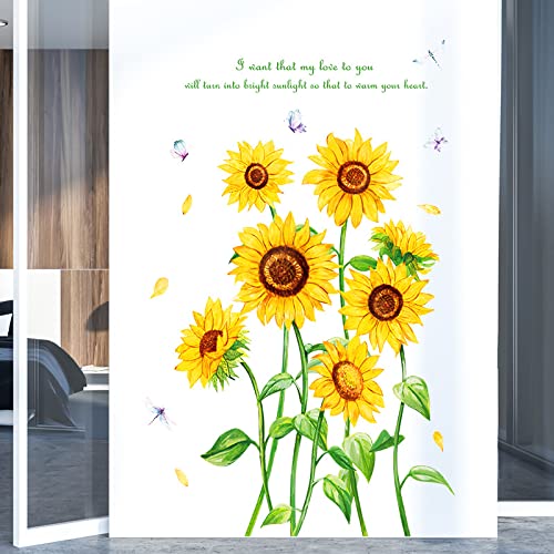 COVPAW® Wandtattoo Wandaufkleber XXL Sonnenblumen Gelb Wandsticker Wandbild Bilder Wohnzimmer Schlafzimmer Poster Mural Home Decor von COVPAW