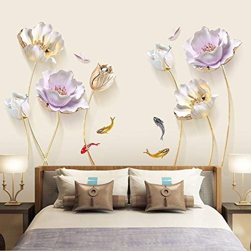 COVPAW® Wandtattoo Wandaufkleber XXL Tulpen Blumen Wandsticker Wandbild Bilder Wohnzimmer Schlafzimmer Deco (Lila) von COVPAW