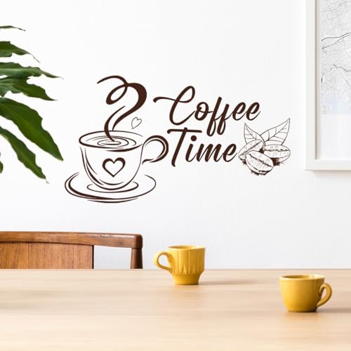 COVPAW Wandtattoo Kaffee Zeit Kaffee Becher Kaffee Tasse Wandaufkleber Selbstklebend Kaffee Ecke Cafe Cappuccino latte macchiato Espresso Wohnzimmer Küche Wandsticker Wanddeko (COFFEETIME) von COVPAW