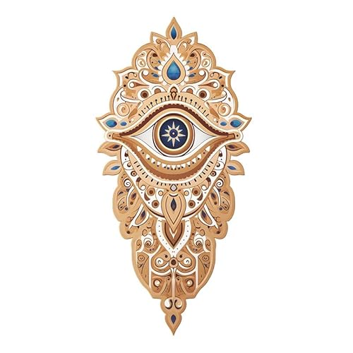 COVPAW Wandtattoo Wandaufkleber Mandala Auge Gold Gelb Wohnzimmer Schlafzimmer Wandsticker Wandbild Boho Style Flur Yoga Wanddeko (Mandala Auge) von COVPAW