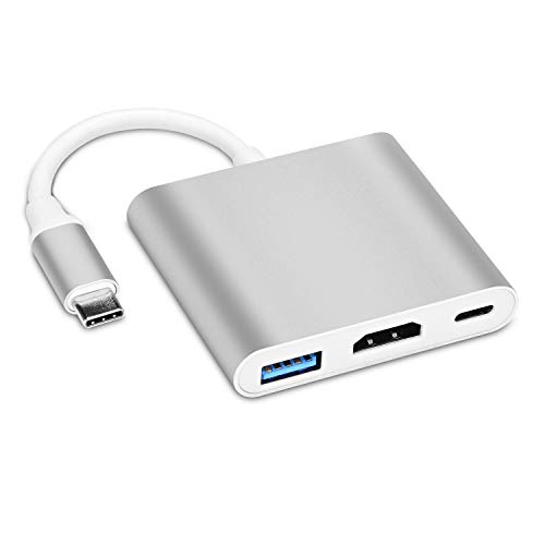 COVVY USB-C auf HDMI Adapter USB C Ladeanschluss Konverter Adapter USB C Hub kompatibel mit Chromebook/Samsung Galaxy S8/S9, MacBook Air, iPad Pro 2020, Dell XPS 13/15 und mehr (Silber) von COVVY