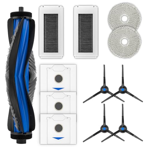 (12 Stück) N30 Omni Ersatzteile Kompatibel mit ECOVACS DEEBOT N30 Omni/N30 Pro Omni Roboterstaubsauger, Zubehör-Set – 1 Rollbürste, 4 Seitenbürsten, 3 Staubbeutel, 2 Filter, 2 Moppaufsätze von COWINORY
