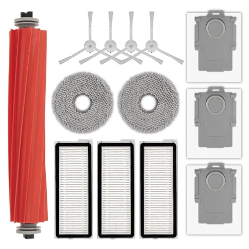 (13 Stück) QRevo S Ersatzteile kompatibel mit Roborock Qrevo S, Qrevo Pro, Qrevo MaxV, QRevo Plus Saugrobotern: 1 Bürstenrolle, 4 weiße Seitenbürsten, 3 Staubbeutel, 3 HEPA-Filter, 2 Wischpads von COWINORY