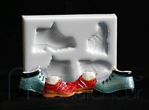 COXIMUS"backen und mehr" Silikonform Wanderschuhe 11 x 9 x 1,5cm für Fondant und Flowerpaste | Silikonform für Fondant und Flowerpaste von COXIMUS "backen und mehr"