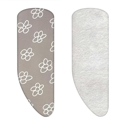 Set | Bügeltischbezug Asymmetrisch mit Unterlage (Farbe: Blumen Grau) (A-XXL, Molton) von COXZD