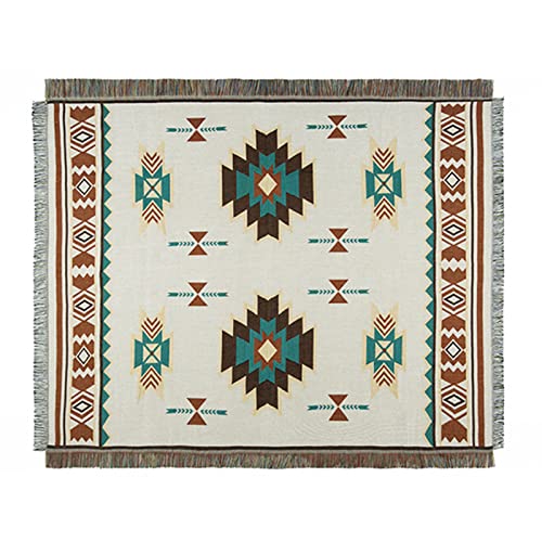 COYEUX Sofa Baumwolle Kuscheldecke Wendedecke Mit Fransen,Ethnische mexikanischeTeppiche,Boho Decke Couchdecke Sesseldecke,Geometrisch,Aztekenmuster,Navajo-Decke,Dekorative Decke von COYEUX