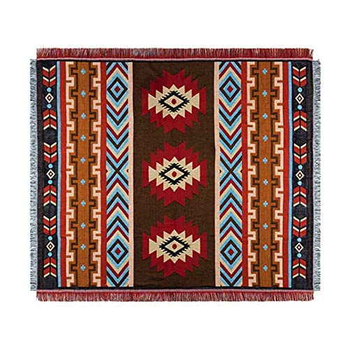 COYEUX Sofa Baumwolle Kuscheldecke Wendedecke Mit Fransen,Ethnische mexikanischeTeppiche,Boho Decke Couchdecke Sesseldecke,Geometrisch,Aztekenmuster,Navajo-Decke,Dekorative Decke von COYEUX