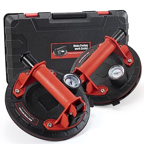 Saugheber 2er Set mit Manometer | Max.150KG Tragkraft | Glasheber 8" Vakuum Saugnapf -Ideal für Glas,Laminat, Eisenplatte - Praktisch,Langlebig & Effizient für Materialtransport von COYICOLI