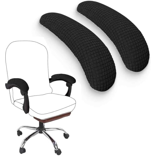COYUN 2Pcs Bürostuhl Arm Armlehne Abdeckungen, dehnbar Polyester Bürostuhl Schutz Abdeckungen entlastet Ellenbogen Beschwerden Bürostuhl Bezug Armlehnen Polster,Länge-40cm,Schwarz von COYUN