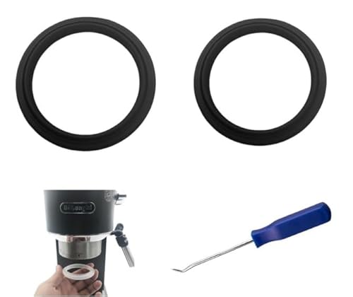 COZERI 2 Stk Silikondichtung in unsichtbarer Schwarzvariante, kompatibel mit DeLonghi EC680 EC685 EC695 EC820 EC850 EC860 EC9335M EC9355M EC9665M SMEG ECF01 und anderen Modellen, Ersatzdichtungen von COZERI