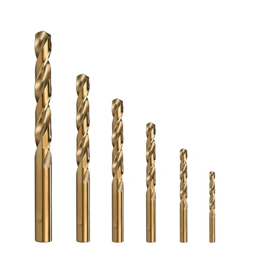 COZERI 6-teiliges Kobalt-Bohrer-Set – 2/3/4/5/6/8 mm, 135°-Metall-Stahlbohrer für harten Stahl, gehärtetes Metall, Edelstahl, Gusseisen, Holz und Kunststoff von COZERI