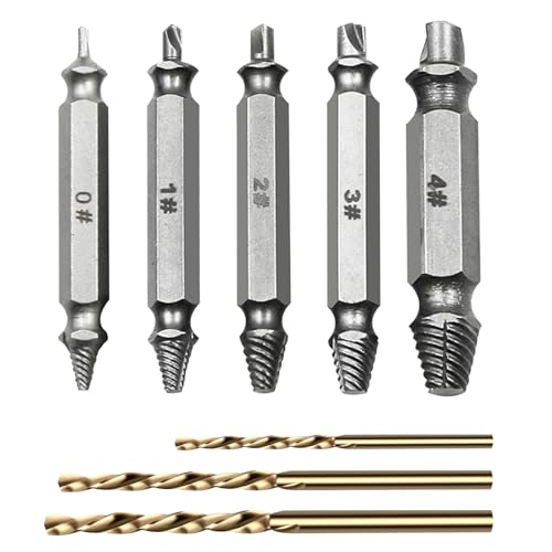 COZERI 9-teiliges Schraubenausdreher-Set für beschädigte Schrauben – einfach herausziehbarer Schraubenentferner und Ausdreher-Bit-Set, 6 x HSS 6542 Entferner und 3 x Spiralbohrer für abisolierte von COZERI