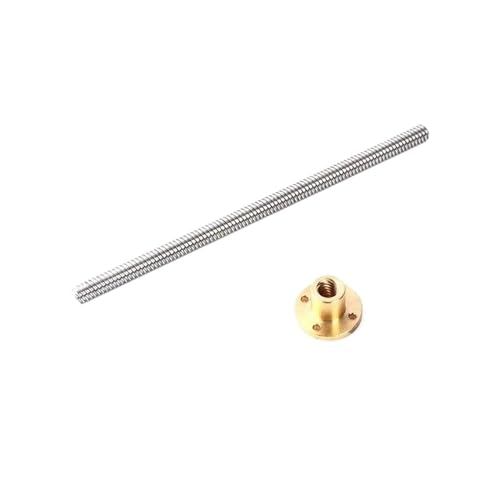 Kugelumlaufspindel mit Mutter Maschinenteile T14 Leitspindel T14 Trapezspindel mit Messingmutter Steigung 3 mm Steigung 3 mm Edelstahl 100 mm - 550 mm(500mm) von COZERI