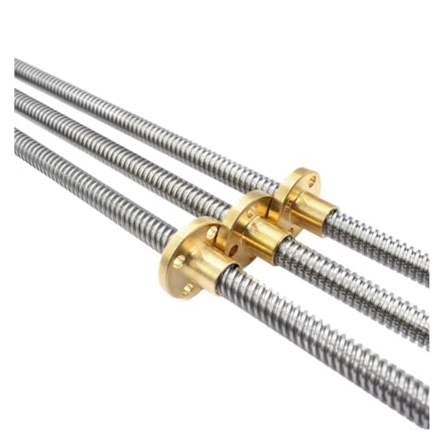 Kugelumlaufspindel mit Mutter Maschinenteile T8 Leitspindel 2 mm Durchmesser, 8 mm Steigung, 2 mm Länge, 200 mm – 500 mm, Trapezspindelschraube mit Messing-Kupfermuttern(350mm) von COZERI