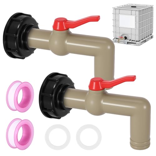 COZHYESS 2 Stück IBC Auslaufhahn IBC Tank Zubehör IBC Wasserhahn Kugelhahn 1 Zoll, IBC Adapter S60x6 Grobgewinde, 32mm, Auslaufhahn für 1000L IBC Container Wassertank Regentonnen (DN40/50) von COZHYESS