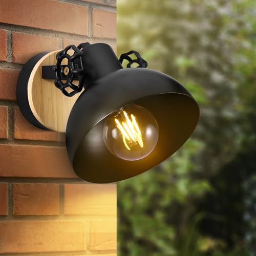 COZHYESS Kreativität Wandleuchte, Einfache Stil Wandlampe, Schwarze E27 Metall Innen Industrie Retro Wandlampen, für Schlafzimmer, Wohnzimmer, Flur (Ohne Glühbirne) von COZHYESS