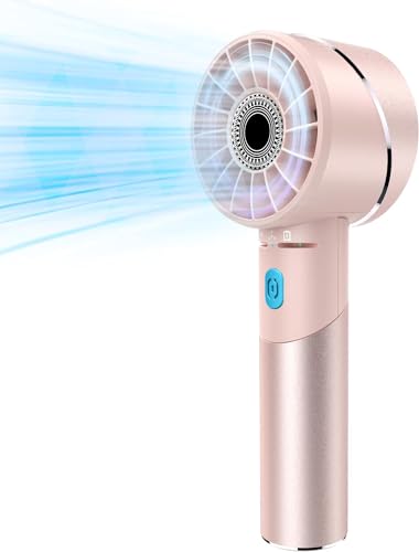 COZOME Handventilator Akku Aufladbar, Mini Stark Ventilator mit 7000 rpm Hohe Geschwindigkeit, Kleiner Metall USB Taschenventilator, Tragbar Turbo Hand Ventilatoren für Strand, Geschenk Damen von COZOME