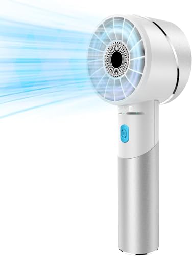 COZOME Handventilator Akku Aufladbar, Mini Stark Ventilator mit 7000 rpm Hohe Geschwindigkeit, Kleiner Metall USB Taschenventilator, Tragbar Turbo Hand Ventilatoren für Strand, Geschenk Damen von COZOME