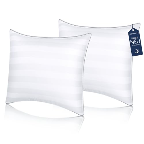 COZSINOOR Kopfkissen 60x60 cm 2er Set Komfort Kissen Ökotex, Bestes Ergonomisches Kissen gegen Nackenschmerzen, Premium Schlafkissen Waschbar Bettkisen für Seitenschläfer Rückenschläfer Bauchschläfer von COZSINOOR