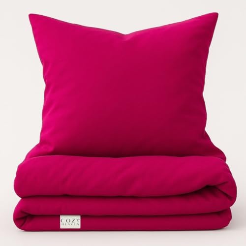 COZY HEAVEN | Luxus Lyocell Bettwäsche (Tencel™) | Gewonnen aus Eukalyptus u.a. | Ultra weich & hochwertig | Hypoallergen | Atmungsaktiv gegen Schweiß | Nachhaltig (240x220 + 2X (80x80), Berry Red) von COZY HEAVEN