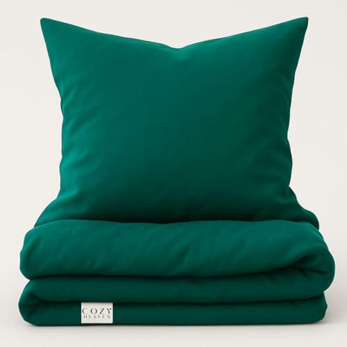 COZY HEAVEN | Luxus Lyocell Bettwäsche (Tencel™) | Gewonnen aus Eukalyptus u.a. | Ultra weich & hochwertig | Hypoallergen | Atmungsaktiv gegen Schweiß | Nachhaltig (200x220 + 2X (80x80), Royal Green) von COZY HEAVEN