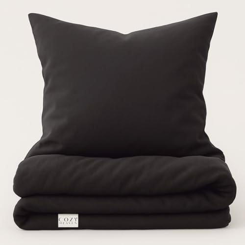 COZY HEAVEN | Luxus Lyocell Bettwäsche (Tencel™) | Gewonnen aus Eukalyptus u.a. | Ultra weich & hochwertig | Hypoallergen | Atmungsaktiv gegen Schweiß | Nachhaltig (200x220 + 2X (80x80), Night Grey) von COZY HEAVEN